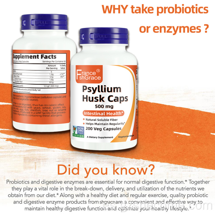 Shecome Psyllium Husk Cápsulas Apoyo para la salud digestiva